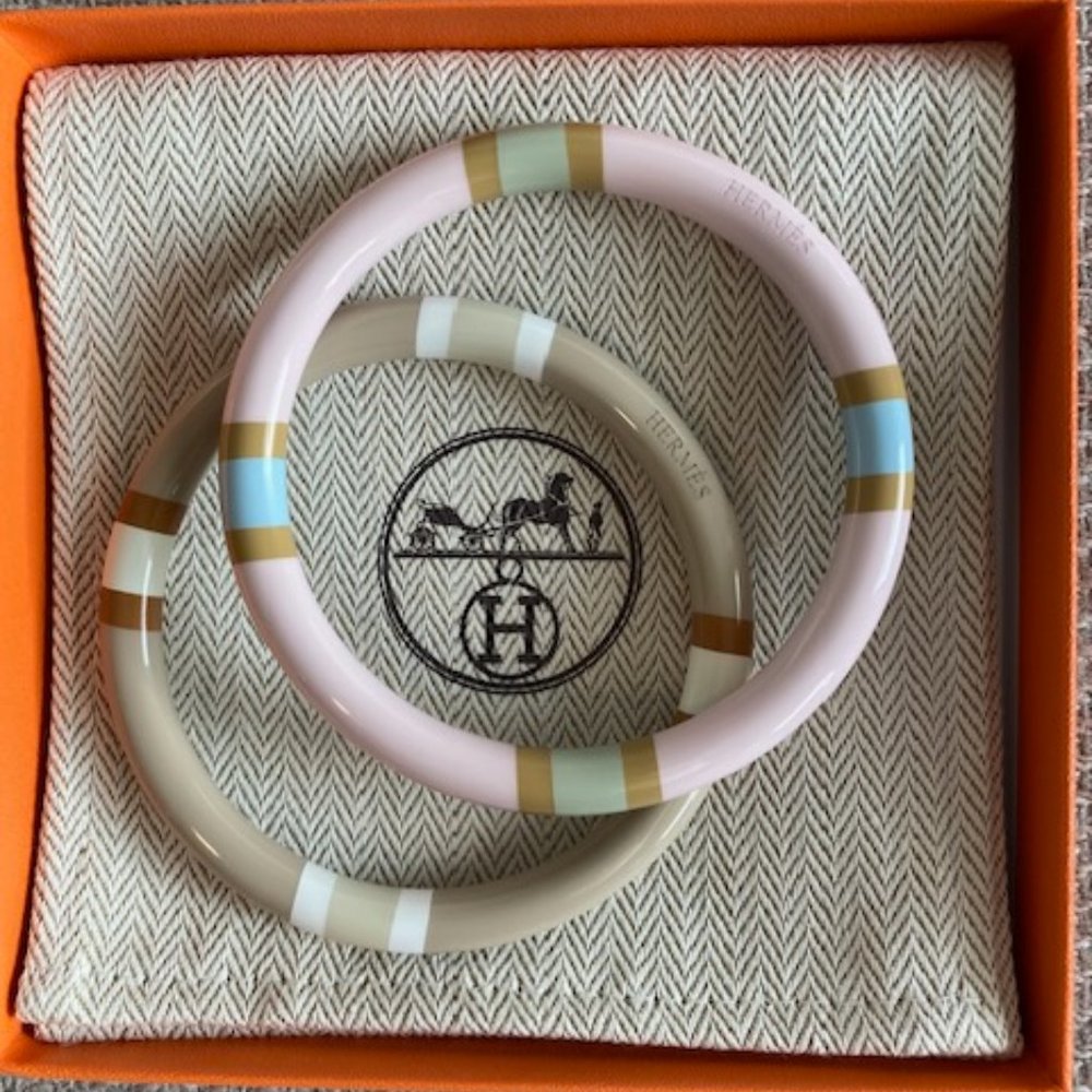 Hermès Equipe bangle set, laquered wood, like new